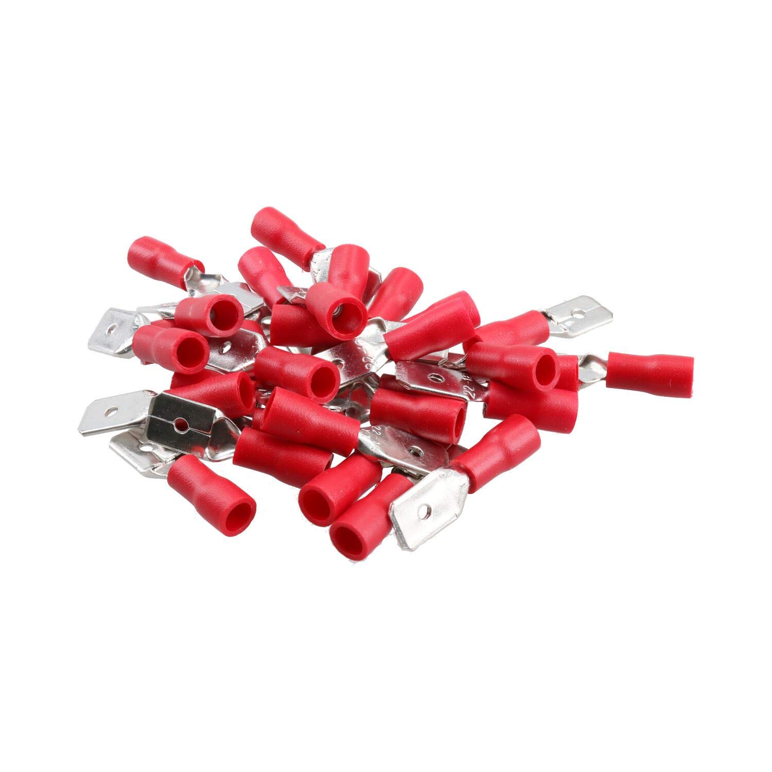 Ab Tools Men's Red 3Mm Electrical Cable Wire Spade Terminals Crimps Connectors 25Pc