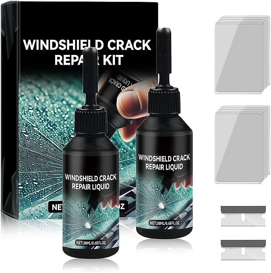 Pipihome 2 Stück Steinschlag Reparaturset Windschutzscheibe, Chipped Windshield Repair Kit, Windschutzscheibe Reparaturset, Cracks Gone Glass Repair Kit Zur Reparatur Rissen Defroster (A)