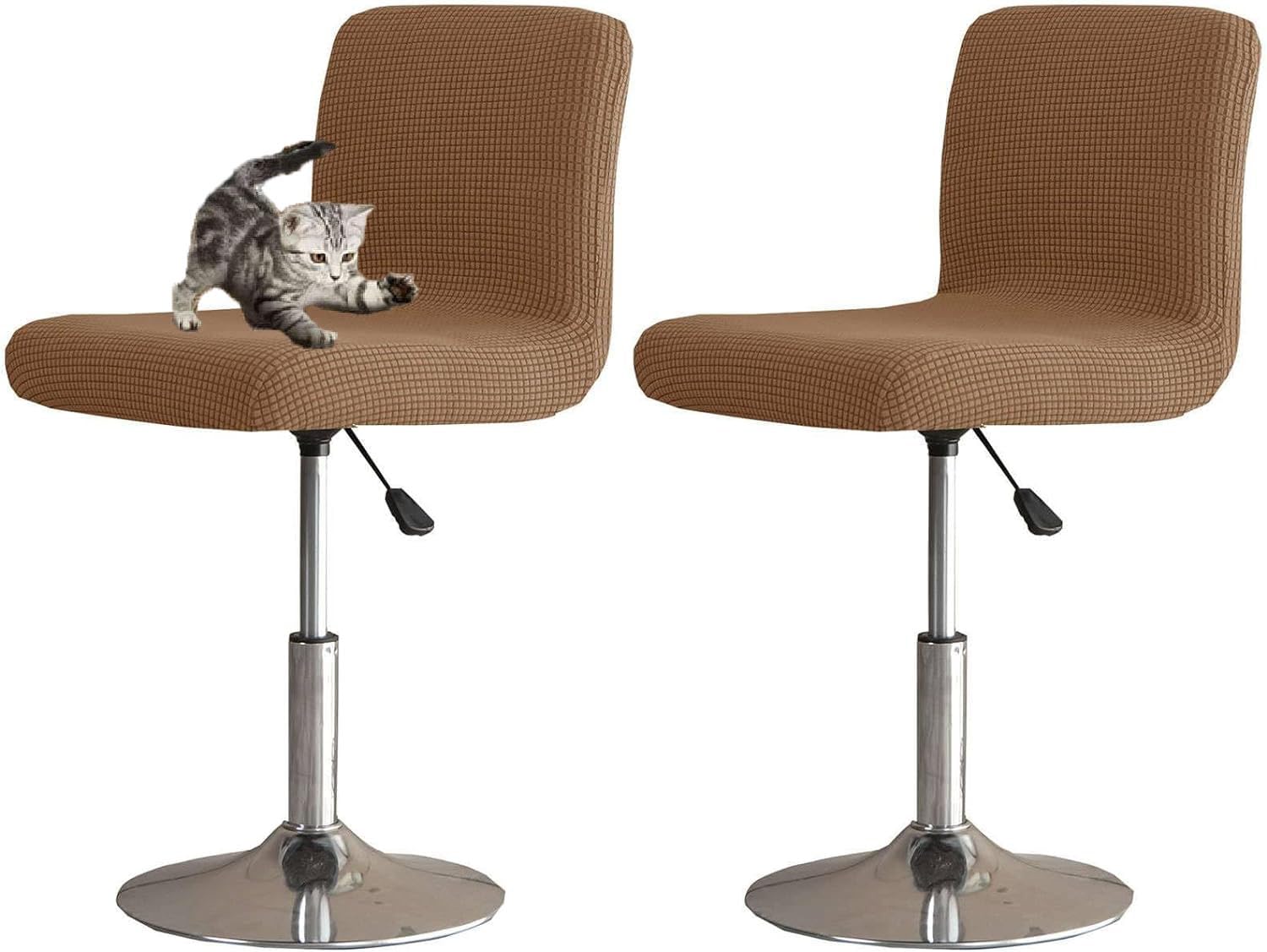 HACLEN Bar Stool Covers with Backs Set of 6 4 2, Stretch Pub Counter Stool Covers, Removable Barstool Covers Slipcovers for Bar (Brown,2 PCS)