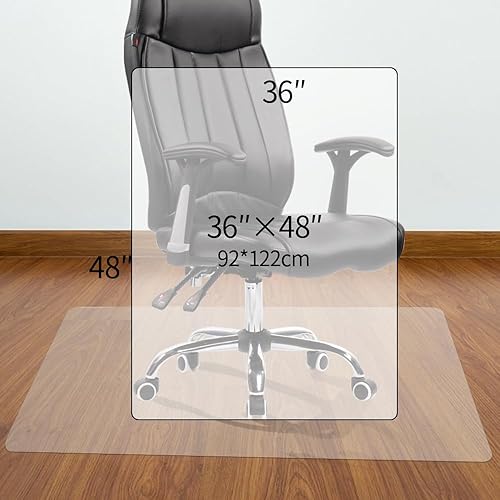 Miniatura 3 de Tapete transparente para silla, rectangular esmerilado de 36 x 48 pulgadas para suelos duros, tapetes para sillas de juegos, tapetes de protección