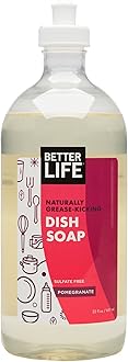 Better Life Sulfate Free Dish Soap, Tough on Grease & Gentle on Hands, Pomegranate, 22 Ounces