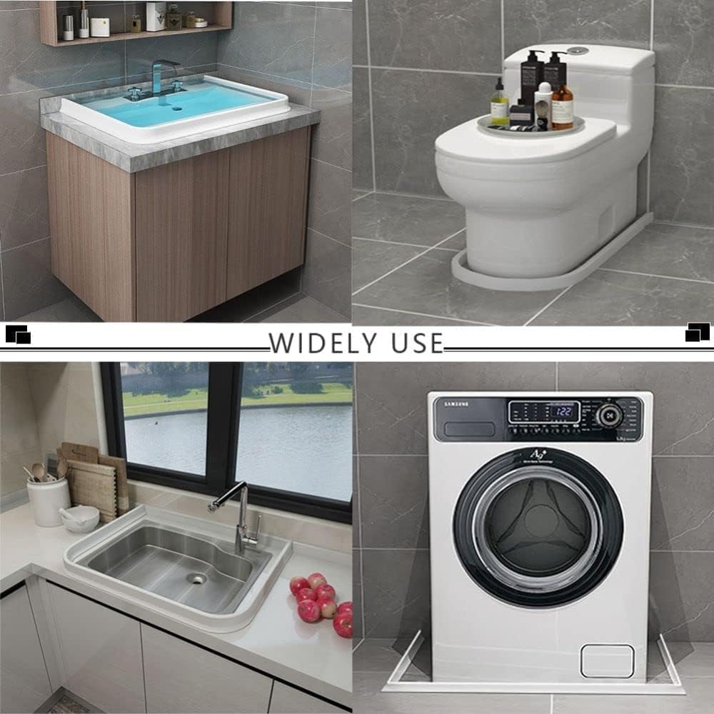 156 pulgadas/4M barrera de agua gris para cuartos húmedos, barrera de silicona para ducha, barrera de agua para puerta de la pantalla, tira de sellado de ducha para lavabo de baño (3M)