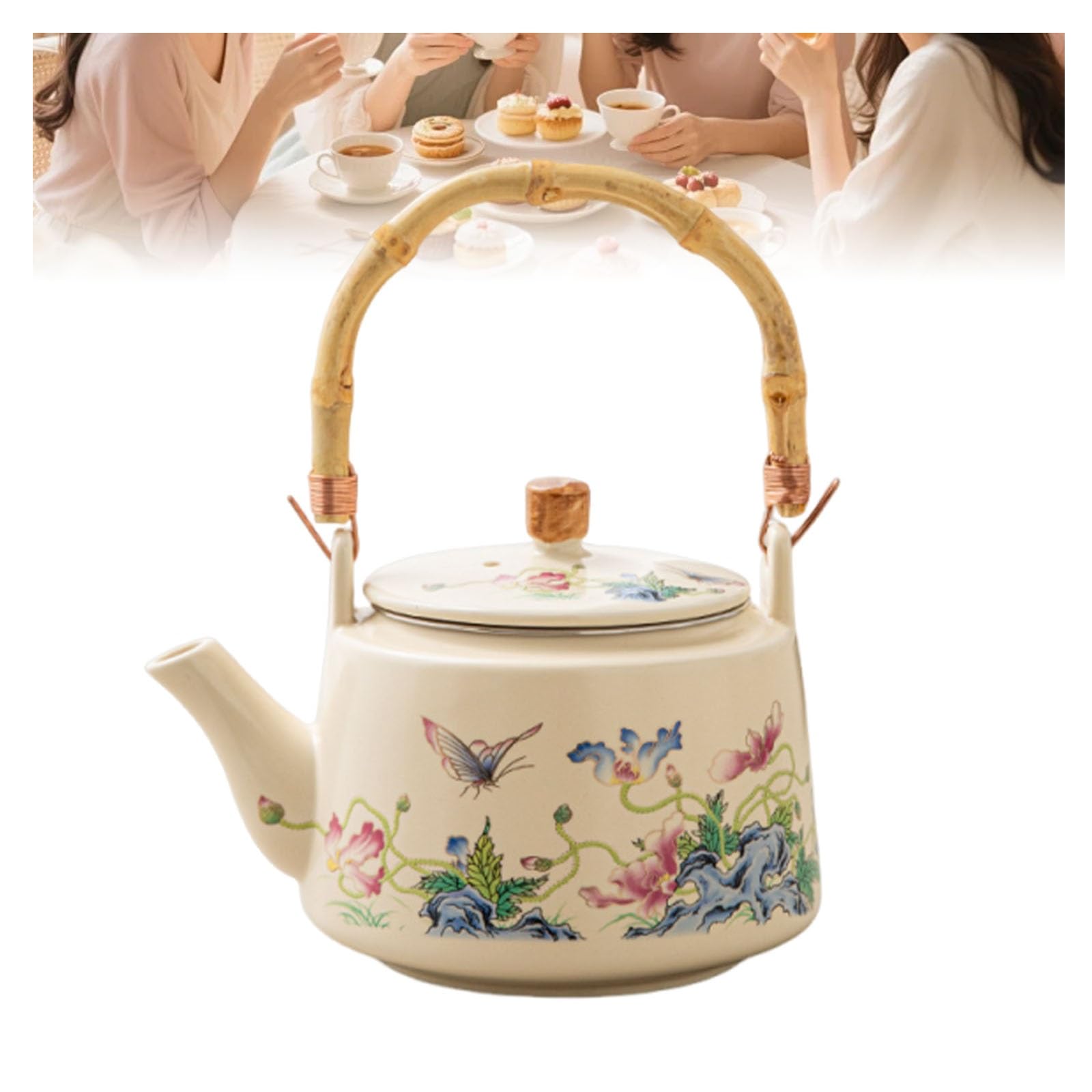 Tetera de porcelana con colador de acero para infusiones perfectas sin residuos