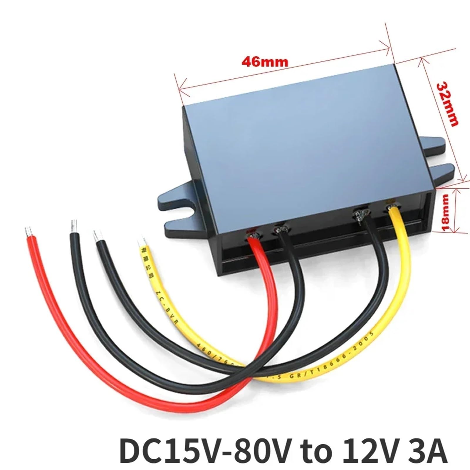 DC 15V-80V 24V 36V 48V 72V Step DOWN do 12V 1A-5A Moduł Zasilacz samochodowy Przetwornica napięcia Wodoodporny Regulator DC DC (Kolor: 15V-80V do 12V 3A)
