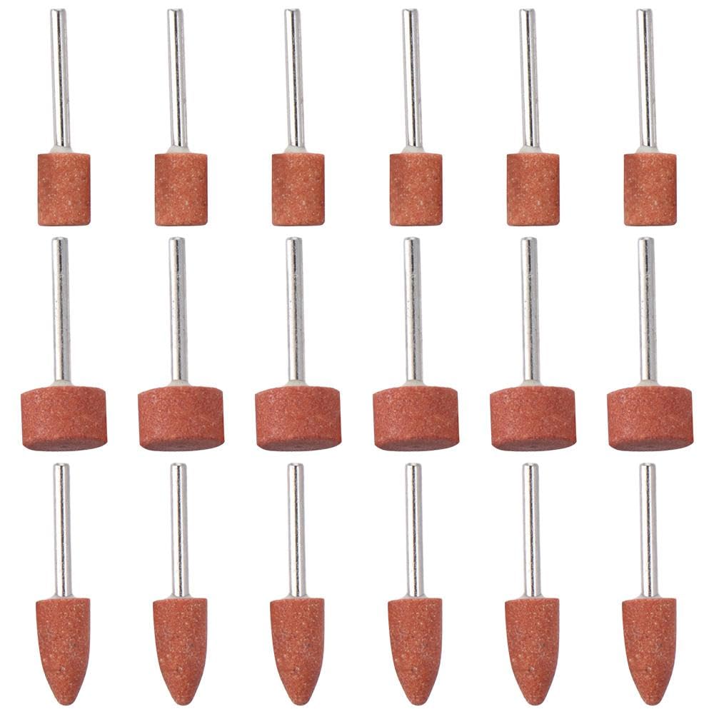 AllGIFT Diamond Burr Bits 18pcs Various Shapes Industry Tool Corundum Stone Carving Set Metal Carving 1/8'' Mounted Grinding Bits Craft Carving