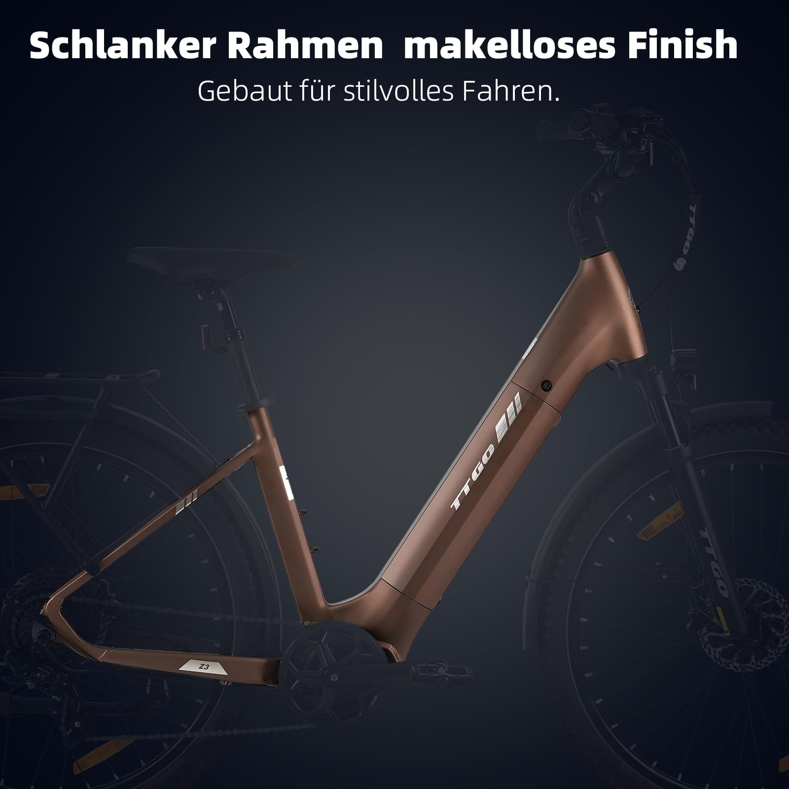 ttgo Z3 27.5Zoll E-Bike, für Damen & Herren, Pedelec mit 48V 15Ah Akku, bis 120 km Reichweite, 250W Heckmotor 70Nm, Shimano 7-Gang, hydraulische Scheibenbremsen, StVZO, 6061 Alu-Rahmen