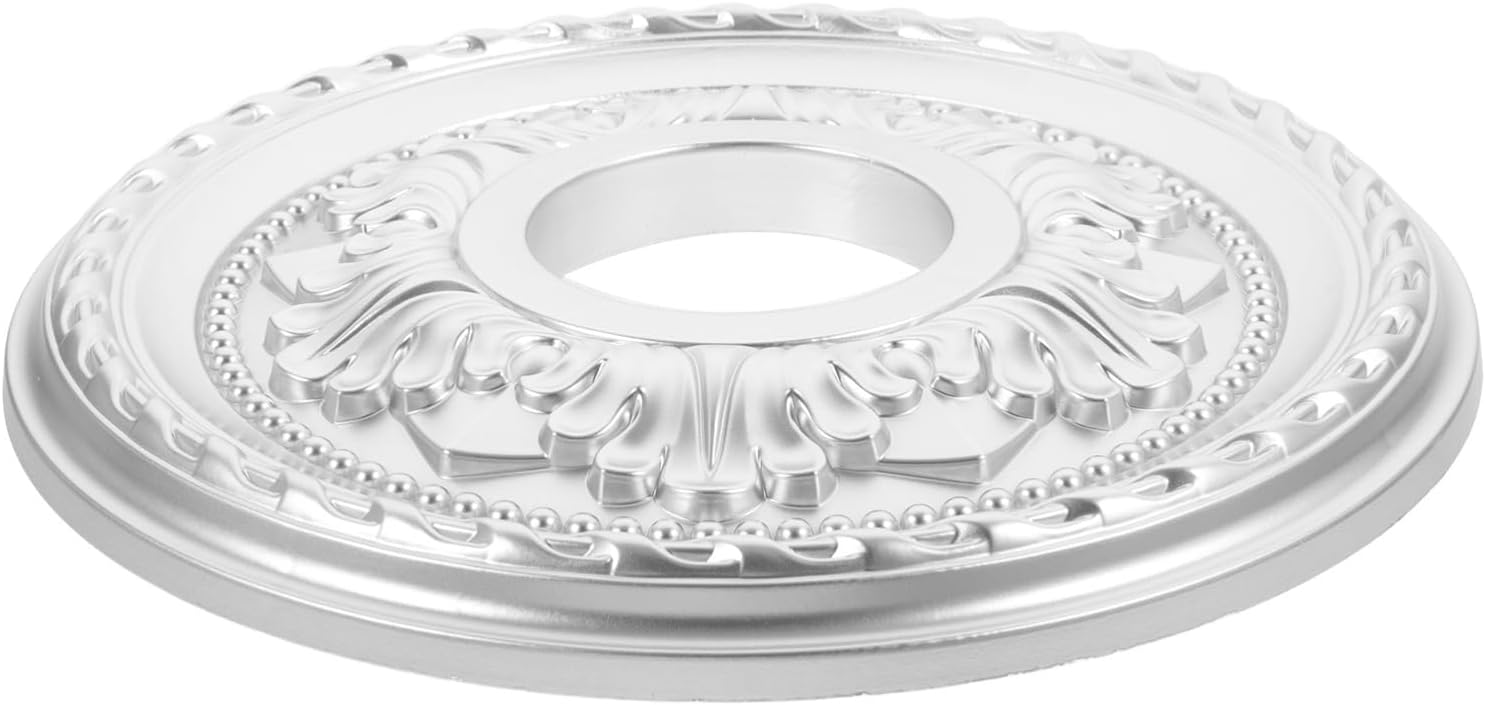 12.36 Inch Round Pu Ceiling Medallion Decorative Ceiling Light Cover Plate Embossed Fan Medallion for Indoor Home Office Living Room Vintage Style