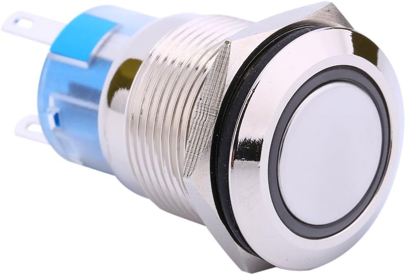 Push Button Switch, 12V Waterproof 19MM Latching Push Button Switch, for Marine Boat