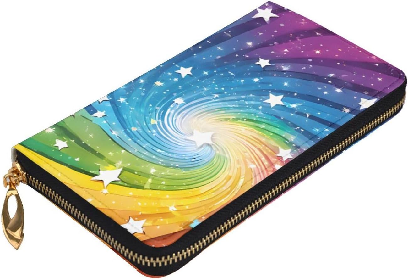 Rainbow Backgroundfull Width Double-Sided Printed Long Wallet Is A Must-Have For Travel, Portable And Easy To Store In One