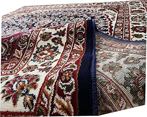Image of New Kashmiri Design Silk Carpets for Living Room Bedroom Drawing Room Guest Room Hall 9 Feet x 12 Feet Blue Colour