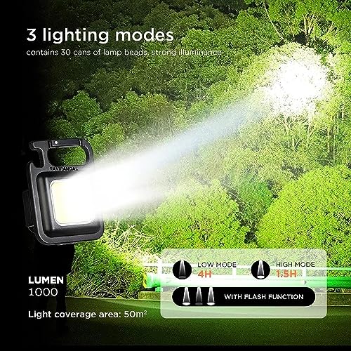 Image of LED Mini COB Flashlights High Lumens Bright Light Keychain Flashlight Portable USB Rechargeable Light 3 Light Modes with Folding Bracket,Bottle Opener for Fishing Walking Camping