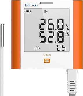 Elitech Digital Temperature Humidity Data Logger Medical Refrigerator Thermometer Vaccine Fridge Temperature Monitor Max Min Value, GSP-8, 5 Pack