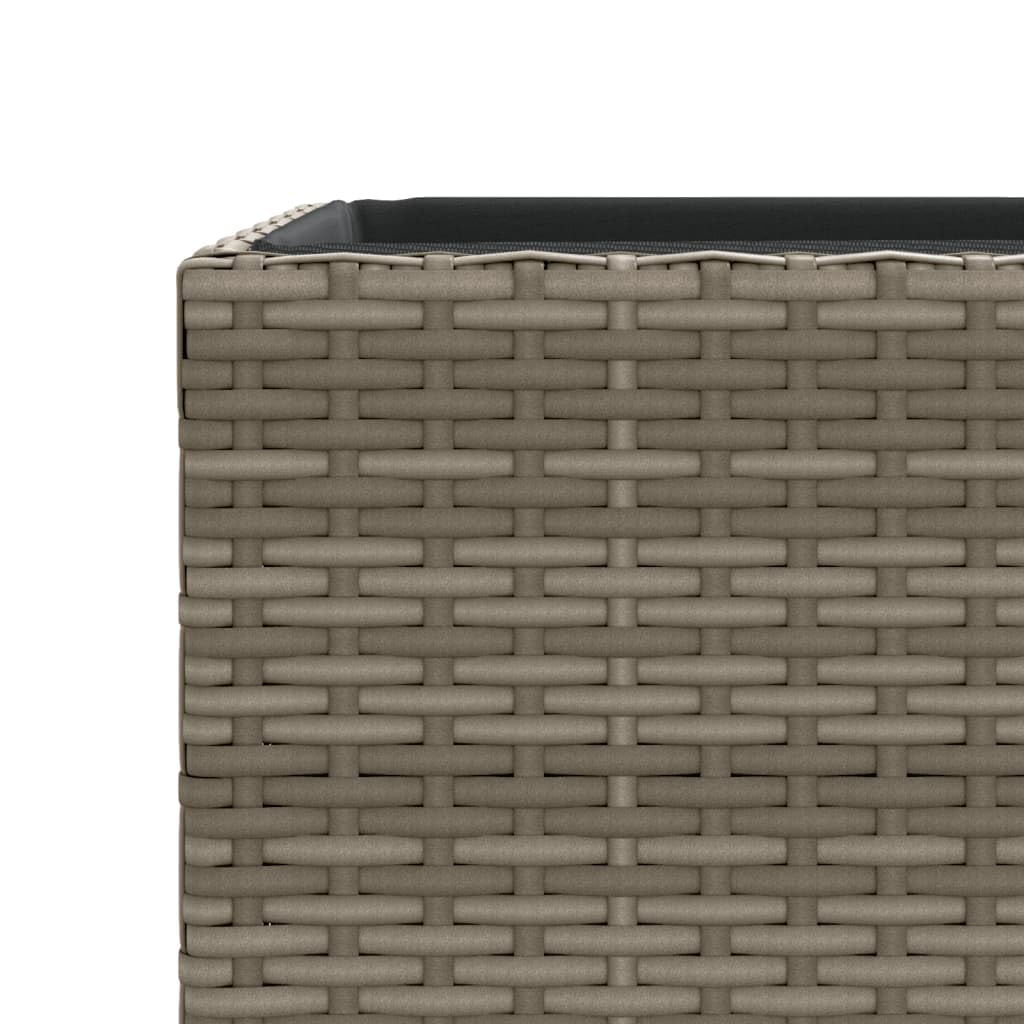 Donice ogrodowe szare 2 sztuki 30x30x60 cm rattan PE z wkładem z włókniny na kwiaty, balkon, taras, stabilna stalowa rama odporna na warunki atmosferyczne