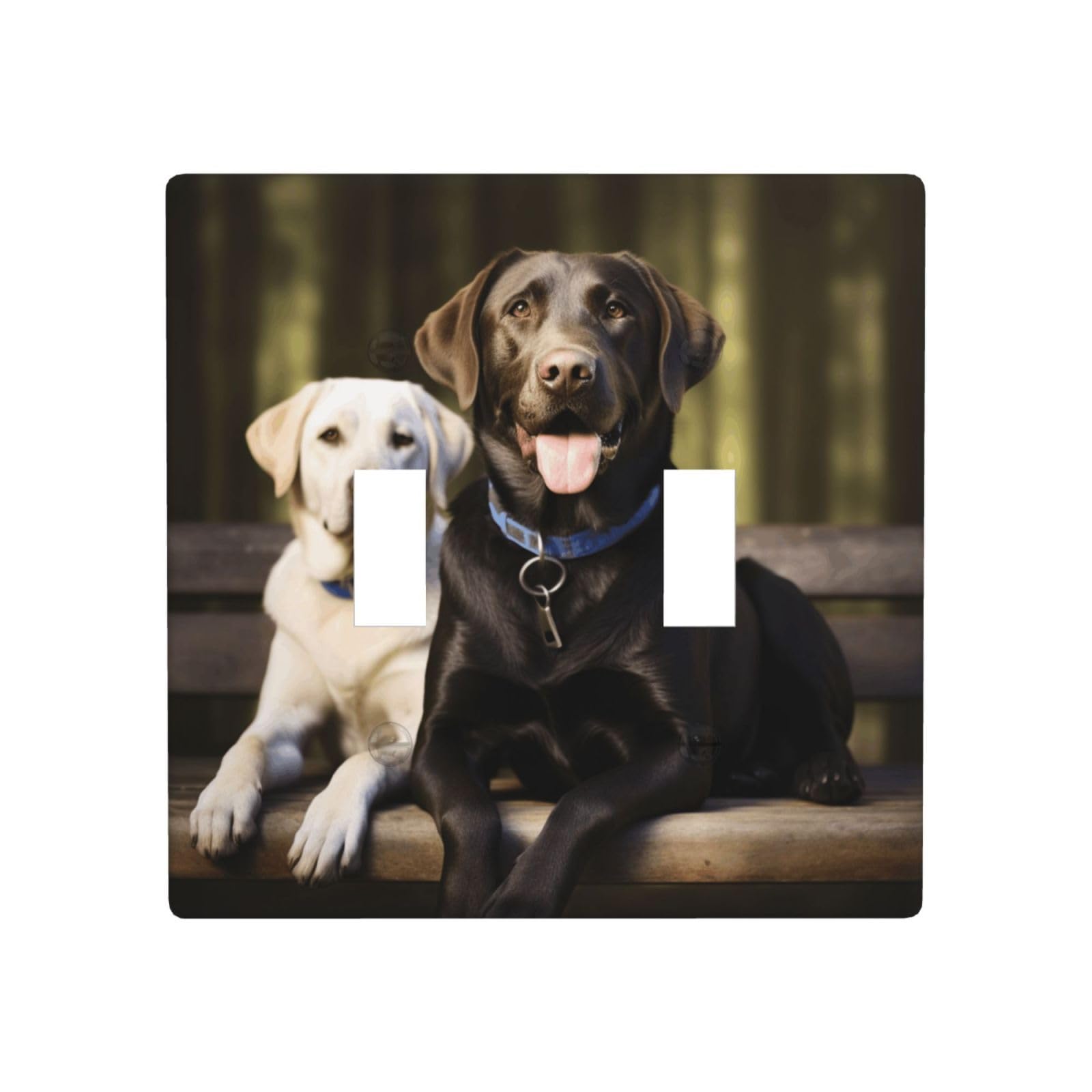 Aceprints Labrador 2 Gang Double Toggle Wall Plates, Unbreakable Decorative Duplex Light Switch Plate Covers Electrical Switchplate Cover Faceplate For Bathroom Kitchen Decor