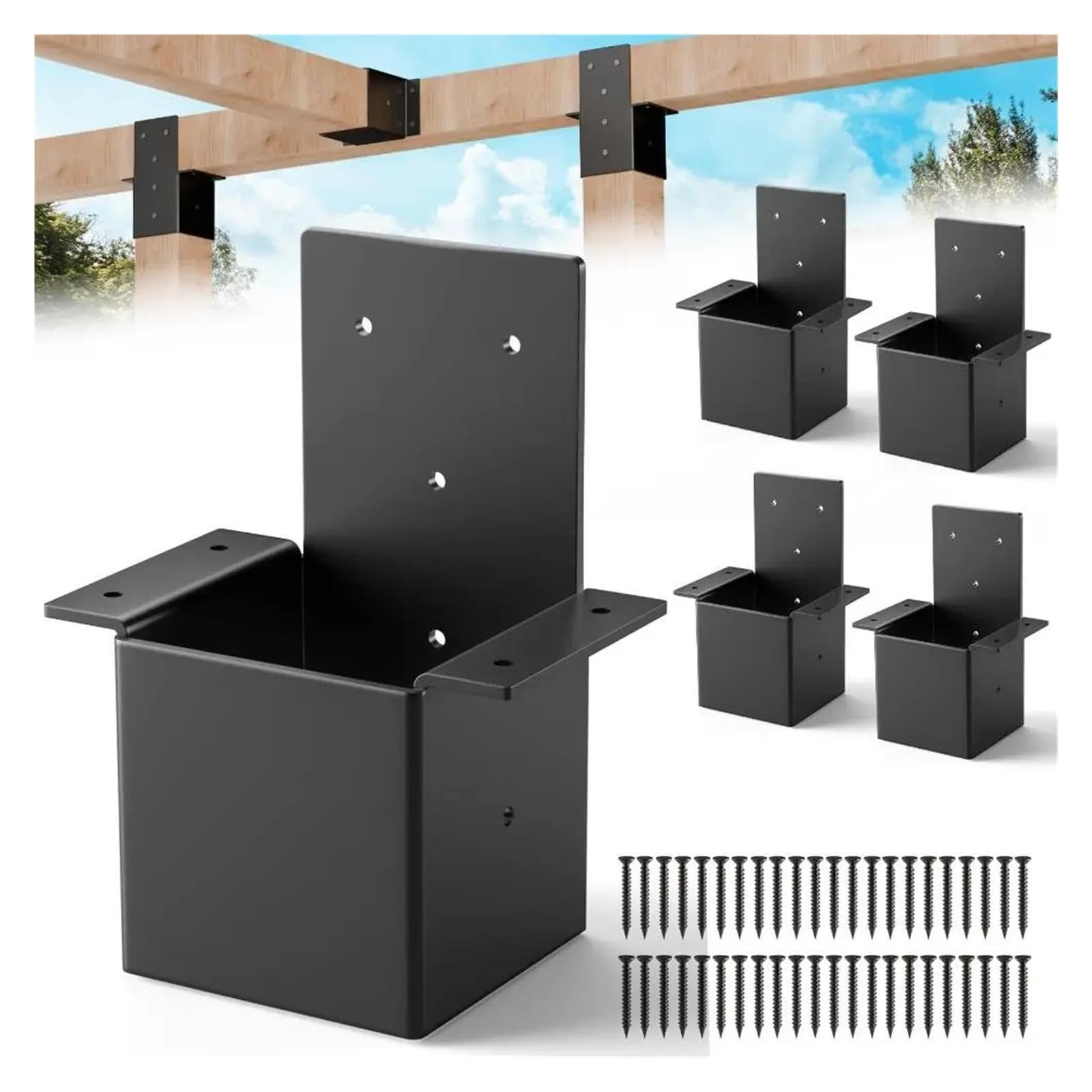 Staffa For Pergola In Metallo Nero Resistente, Supporto Triangolare