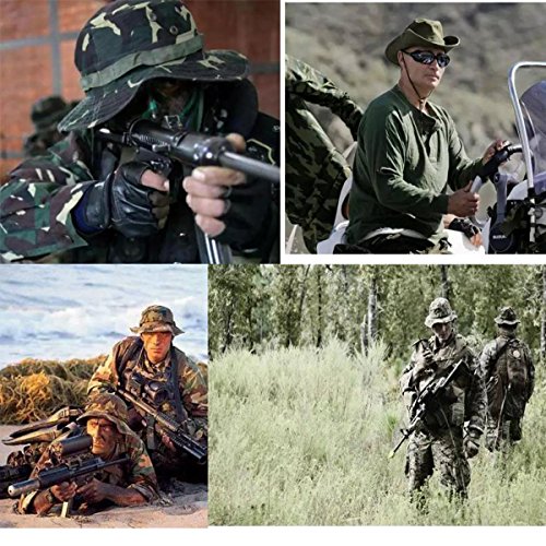 Jffcestore Men's Military Camo Boonie Hat Fishing Sun Hat Wide Brim Bucket Hat With Adjustable Strap(Jungle Camouflage) #TOP5