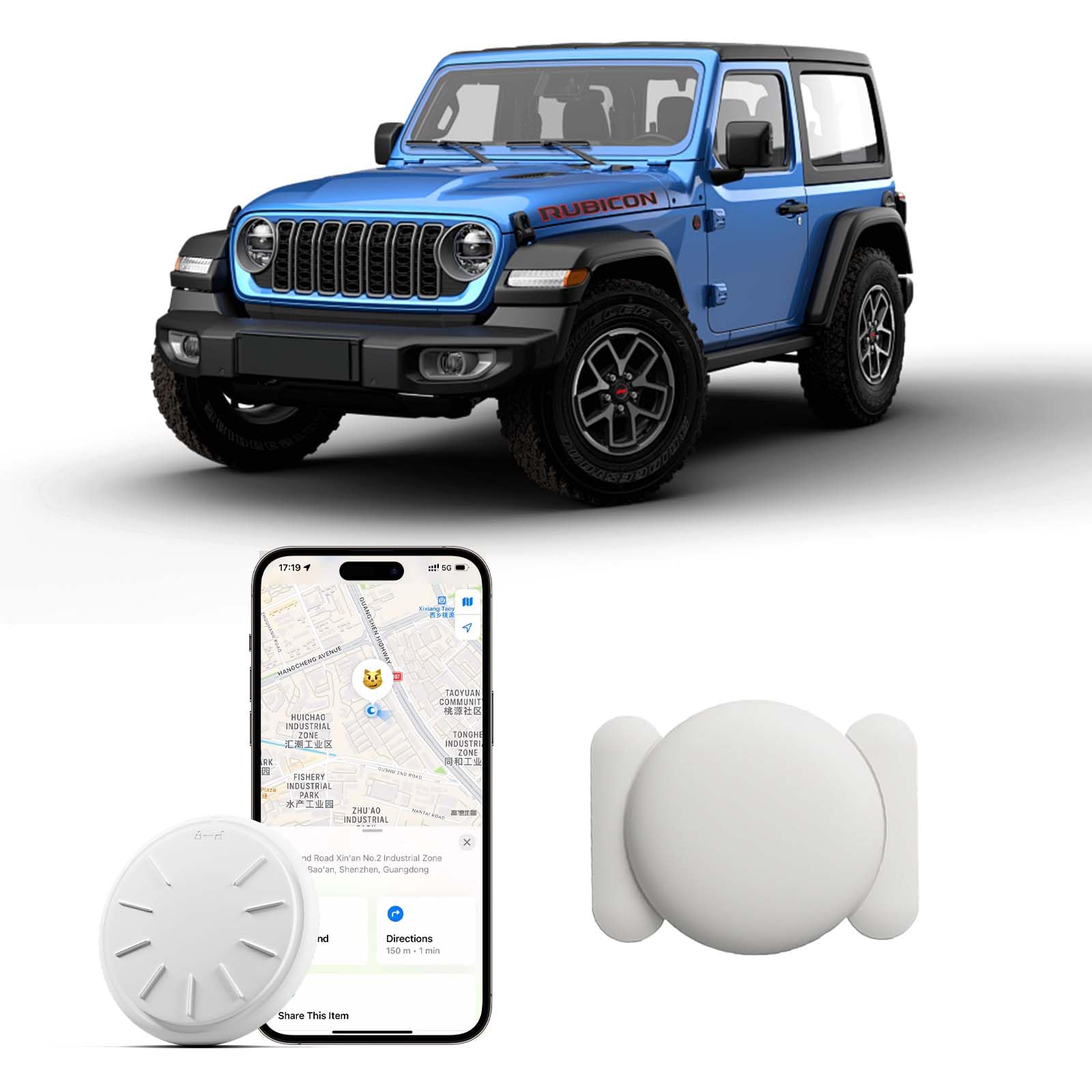 GPS Tracker for Vehicles, 1PCS GPS Car Locator, No Monthly Fee, Super Magnetic GPS Locator for Cars, Trucks with IP67 Waterproof Case, Precise Location Tracking, Stealth Tracking, iOS Only (White)