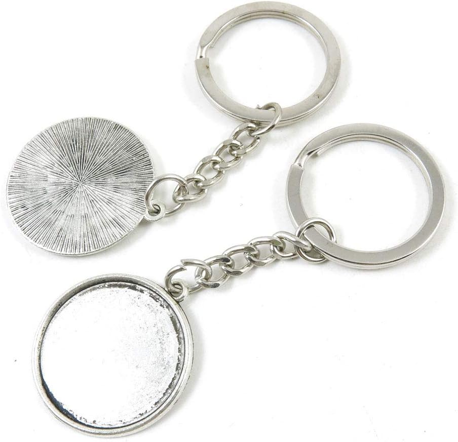 50 Pieces Keyring Keychain Wholesale Suppliers Jewelry Clasps F5LW6W Round Cabochon Base Blank 25mm