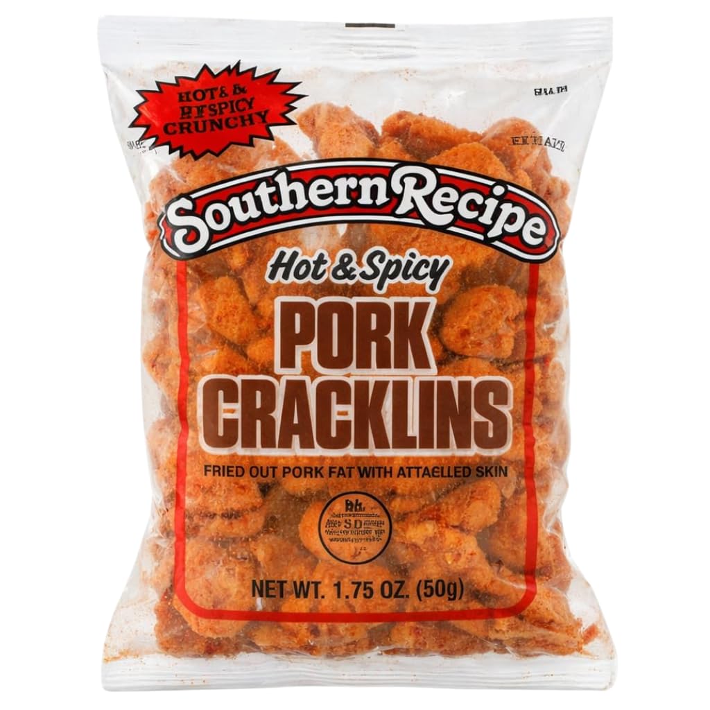 Southern Recipe Hot & Spicy Pork Tender Cracklins, 1.75 oz Bags – Crunchy Pork Rinds Snack – Keto Friendly, High Protein, Low Carb, Gluten Free (1.75 Ounce (Pack of 36), Hot & Spicy)