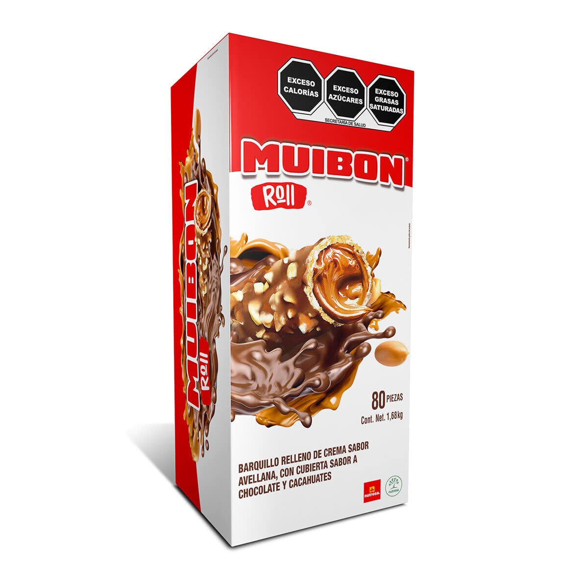 Muibon Roll Barquillo con Chocolate, 80 pieces