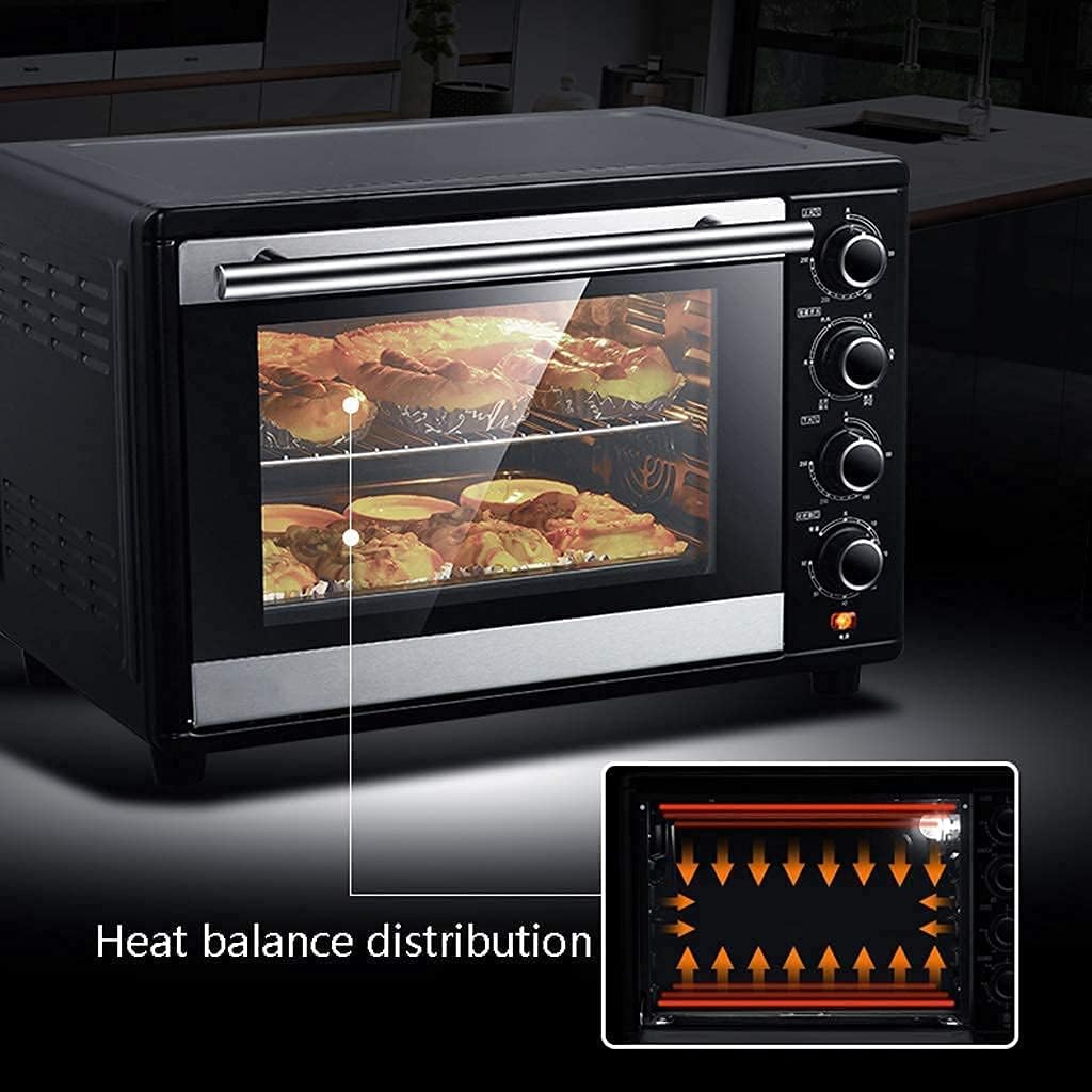38L Black Mini Oven Adjustable Temperature 0-250 ℃ and 60 Minute Timer 5 Baking Modes Household Multi-Function Electric Oven Double Glass Door 1800W Commodity Code: LXJ-65 Aesthetic and l