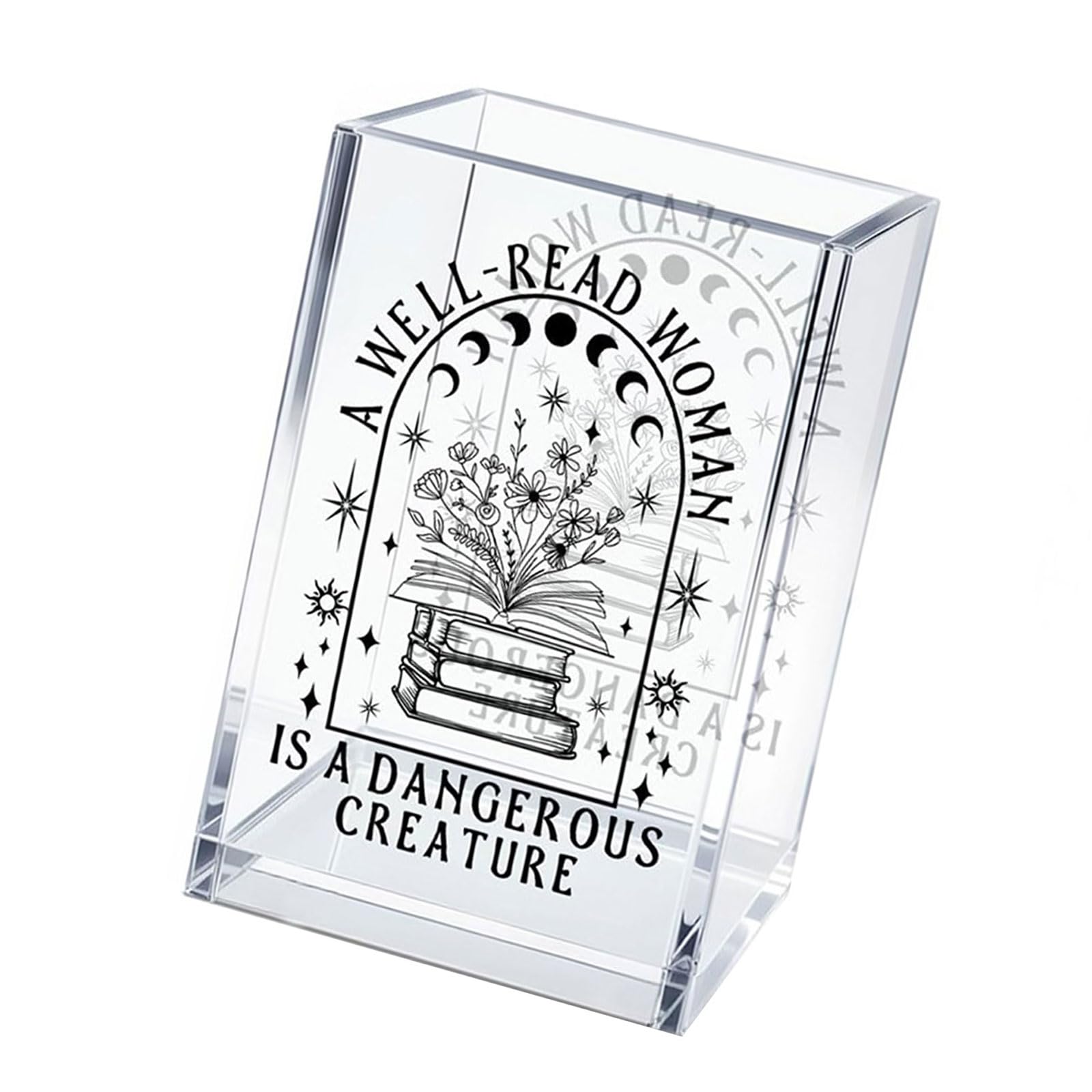 RGYBAO Stackable Acrylic Pen Holder with Inspirational Quote Stackable Desktop Storage Box for Pencil Makeup Brush Marker Desktop Deck