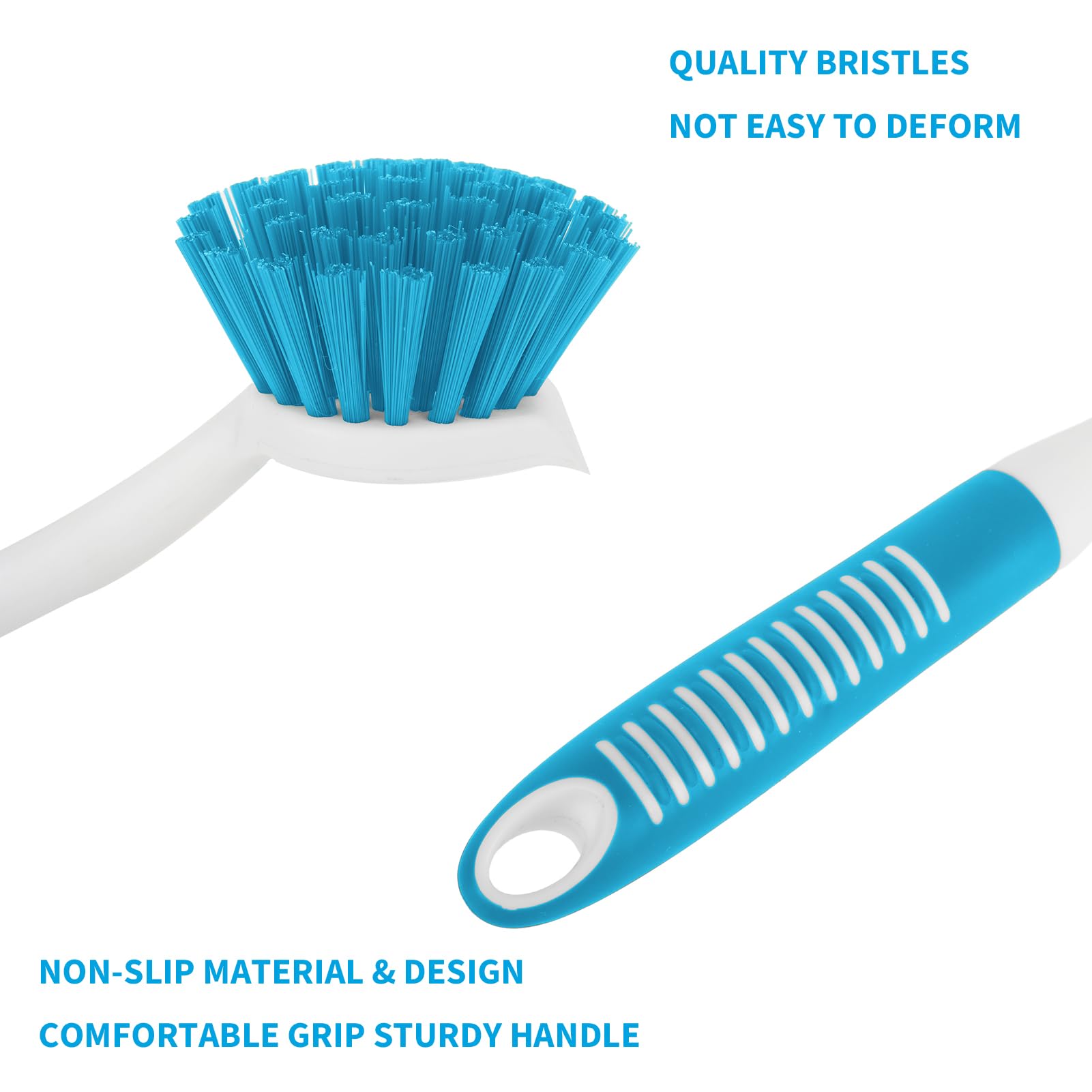 Cepillo para platos con asa, paquete de 2 cepillos para fregar, color azul | Raspador integrado, para limpiar cocina, ollas, sartenes y fregaderos, herramientas de lavado de fregadero