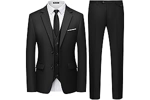 WULFUL Men's Slim Fit 3 Piece Suit Tuxedo Set for Wedding, Party and Business