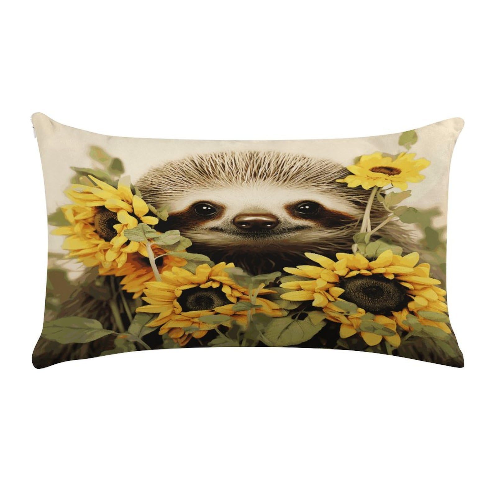 LDGSUPH Sloth Sunflower Throw Pillow Cover with Zipper Long Throw Pillow Case Anti-Fading Pillow Protector Super Soft Decorative Cushion Case Exquisite Plush Pillowcase12 X 20 in
