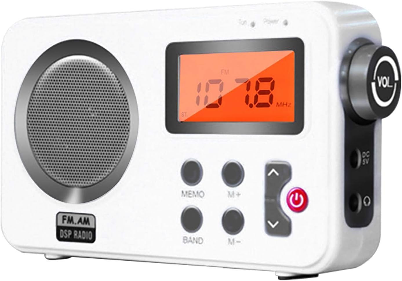UXELY Radio - Portable Shower Speaker, AM/FM Radio with LCD Display, White, 3W, Auxiliary, AM (522-1620 kHz), FM (87.5-108 MHz)