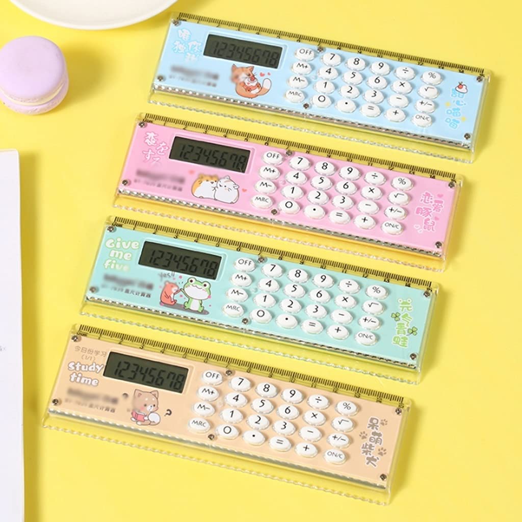 Calcolatrice da tavolo, calcolatrice da ufficio, calcolatrici Calcolatrice mini righello Righello carino da 5,9 pollici e metrico da 15 cm con funzioni di base Calcolatrice multifunzione da scrivania