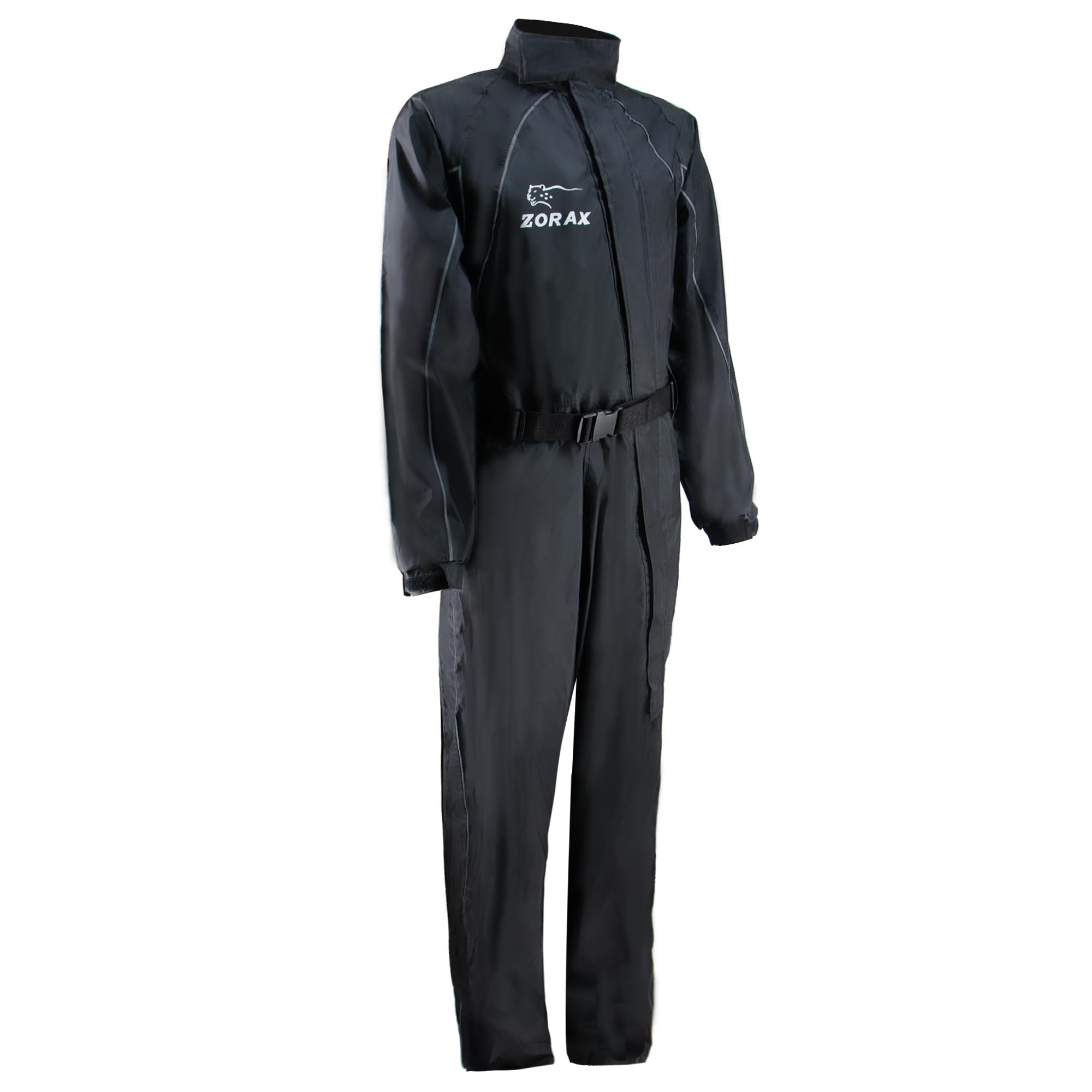 Zorax Wasserdichter winddichter Motorrad-Regenanzug für Herren, Regenbekleidung, Regenmantel, Tragetasche, reflektierende Streifen, Schwarz , 4X-Large