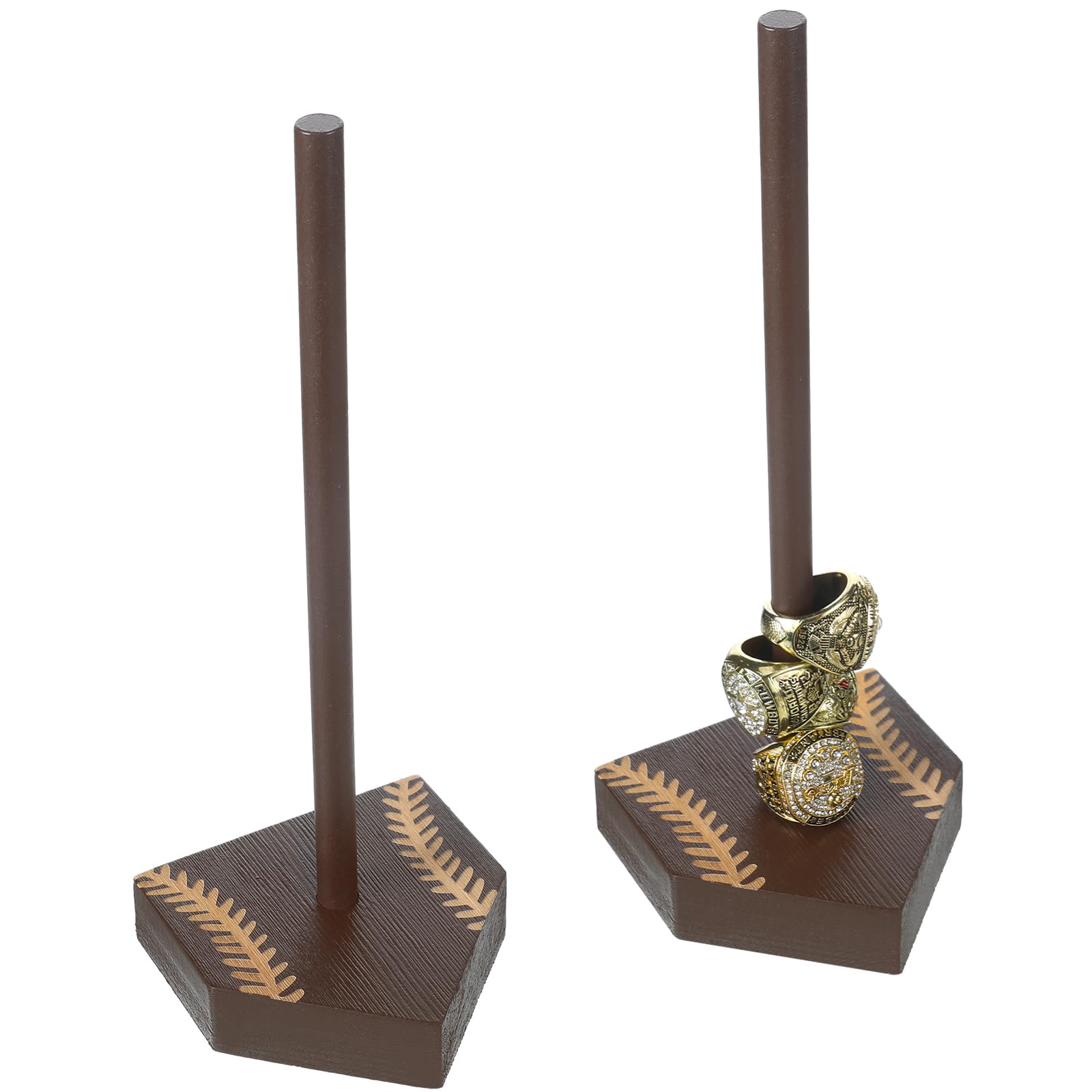 Beeveer 2 Sets Baseball Wooden Ring Holder 10 Inches - display cases | Mubboo