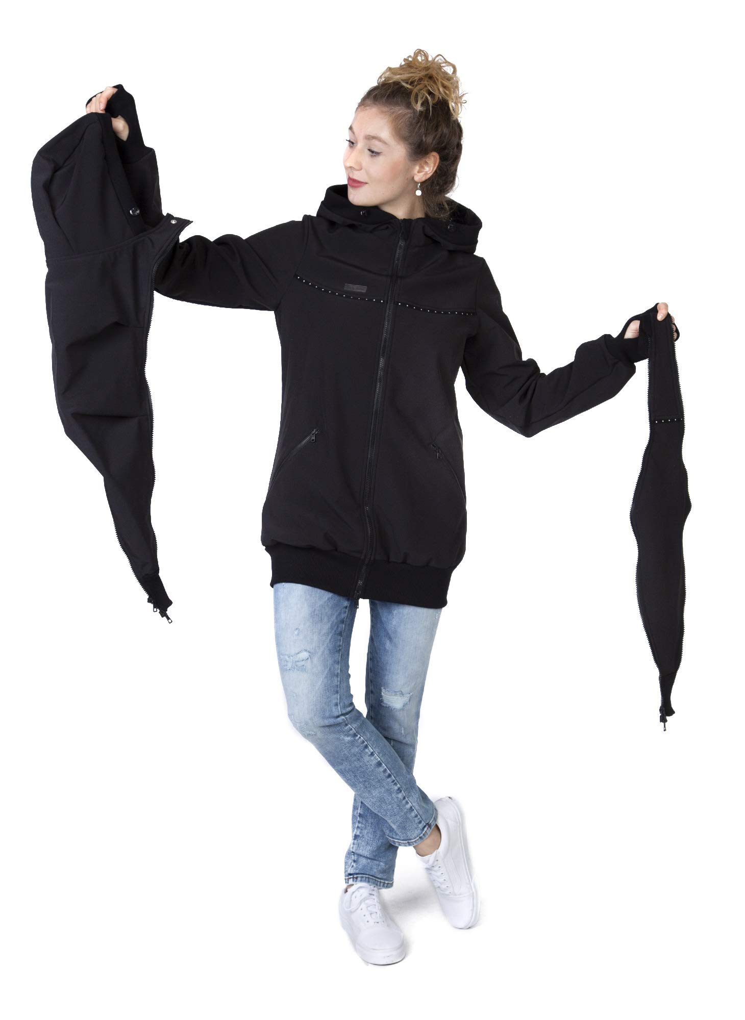 Viva la Mama 4in1 Tragejacke für Tragen auf dem Rücken oder der Brust, Softshell, Umstandsjacke + Kängurujacke - AVENTURIS