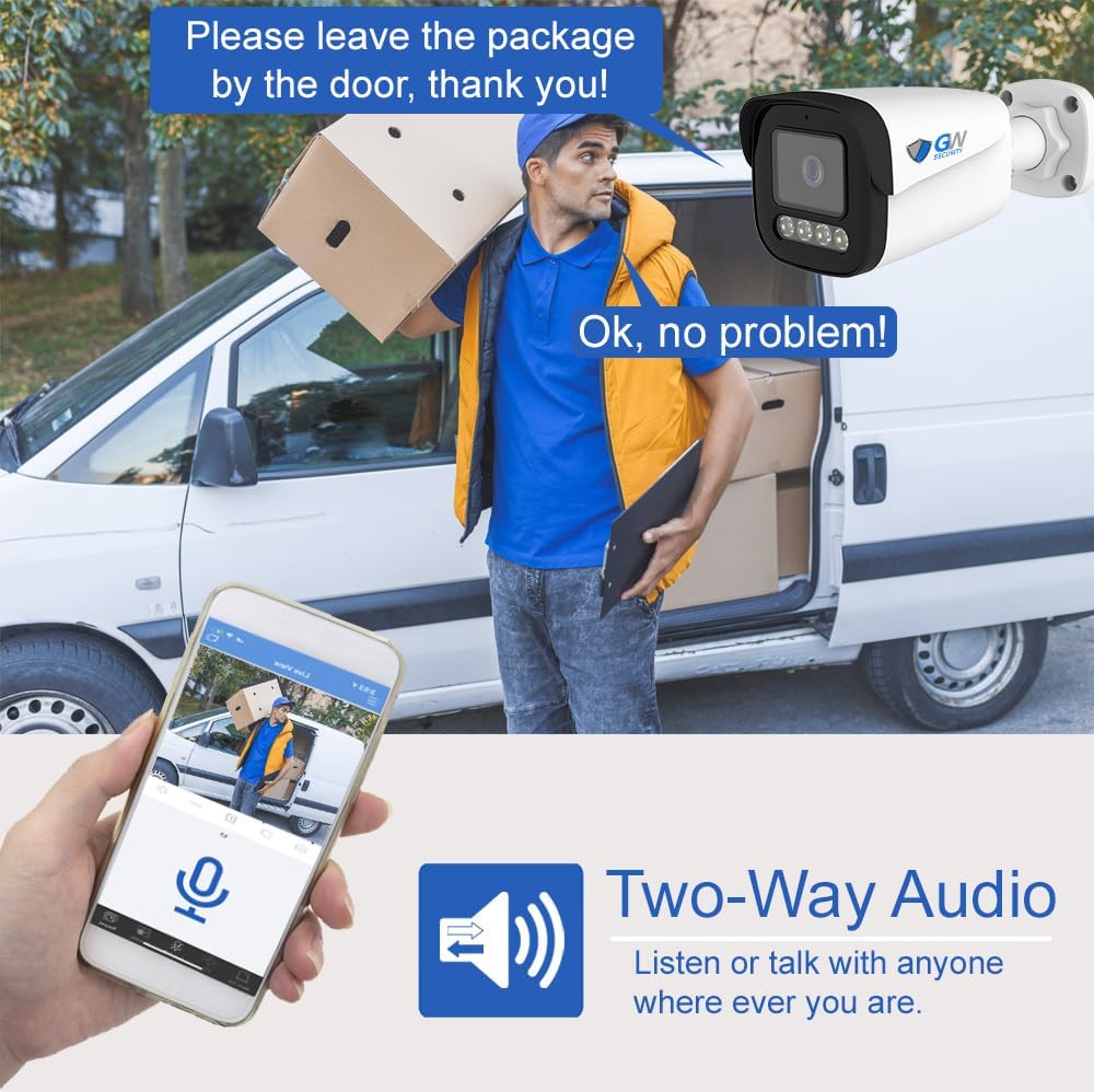 GW Security 16 Channel 12MP NVR 4K 25FPS Two-Way Audio Security Camera System - 16 8MP Face Recognition NDAA & TAA Compliant Bullet Cameras, 10 Smart AI Functions, Pre-Installed 4TB Hard Drive