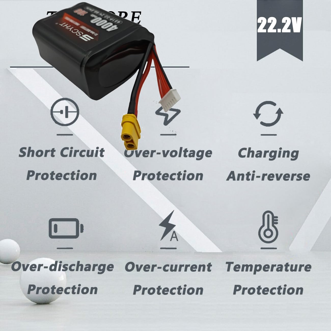Akumulator Lipo 6S 22,2 V 5000 mAh 4000 mAh Akumulator zamienny 22,2 V Akumulator litowy do dronów i samolotów RC do silników 50 W - 110 W z BMS,22.2v4000mah 1pack