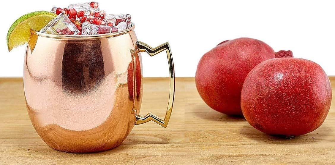 Pure Copper Moscow Mule Mug, Copper Plating Stainless Steel Drinkware Mug Cup Water Storage Item Serveware- 450 Ml - Pack Of 4