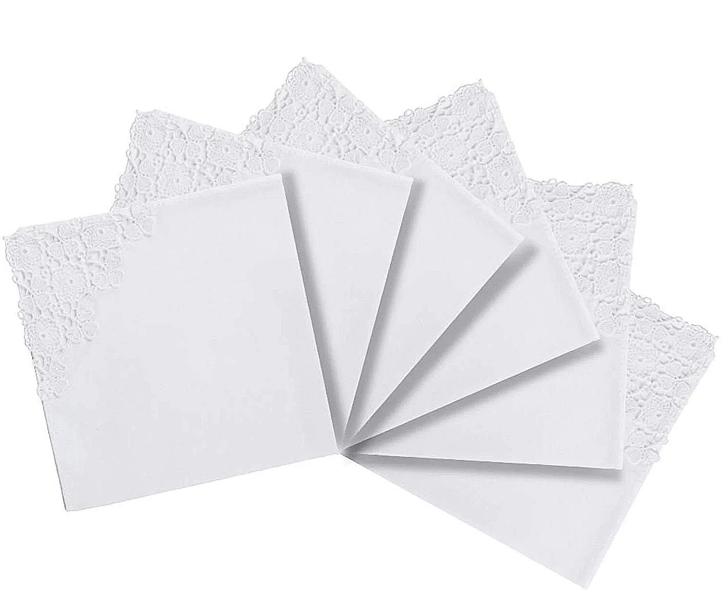 HANKYTEXWhite Bridal Wedding Handkerchief, Crochet Lace,Cotton, White, One Size