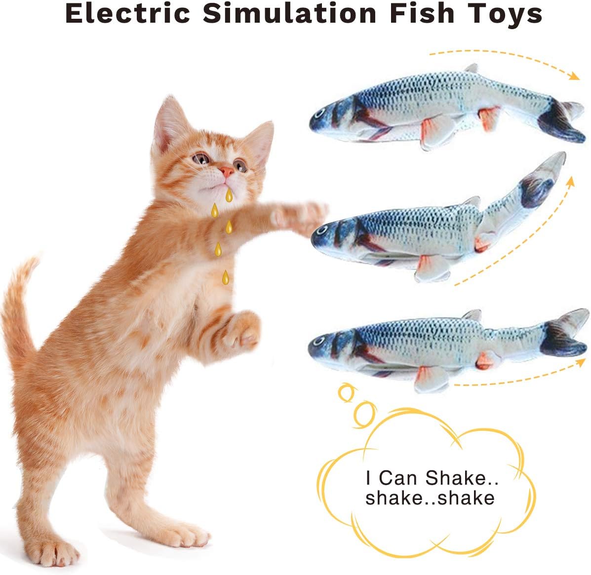 MGLIMZ 11" Moving Cat Kicker Fish Toy, Realistic Plush Simulation Flopping Fish, Wiggling Fish Catnip Toys, Electric Funny Interactive Pet Supplies -Ideal for Chewing,Exercising