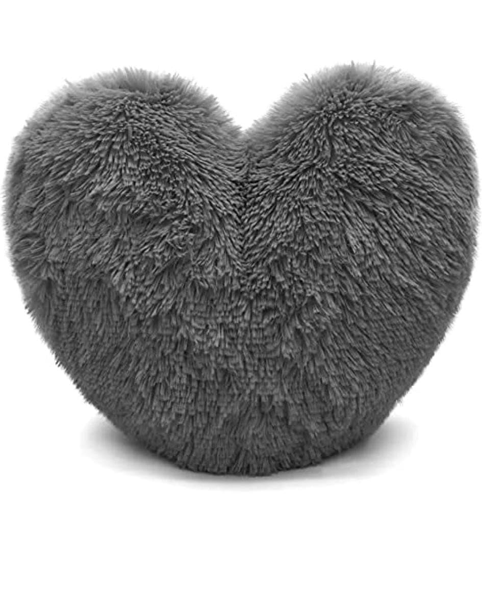 Bluemoon Bedding Charcoal Teddy Cuddles Heart Shape 3D Fleece Filled Cushion Soft Comfortable Warm & Cozy Home Decor Size 38Cm 100% Polyester Teddy Heart (Charcoal)