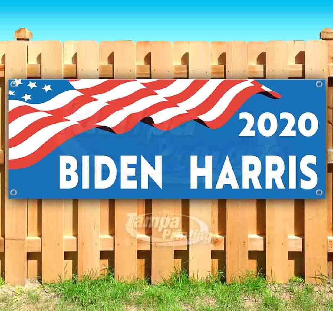 Biden Harris Banner 13 oz | Non-Fabric | Heavy-Duty Vinyl Single-Sided with Metal Grommets