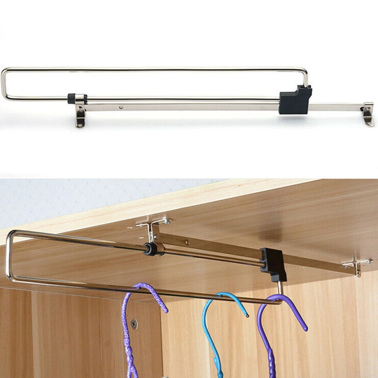 JKJZSALJ Wardrobe Pull Out Clothes Hanger Rail Extending Rack Storage Holder Organiser