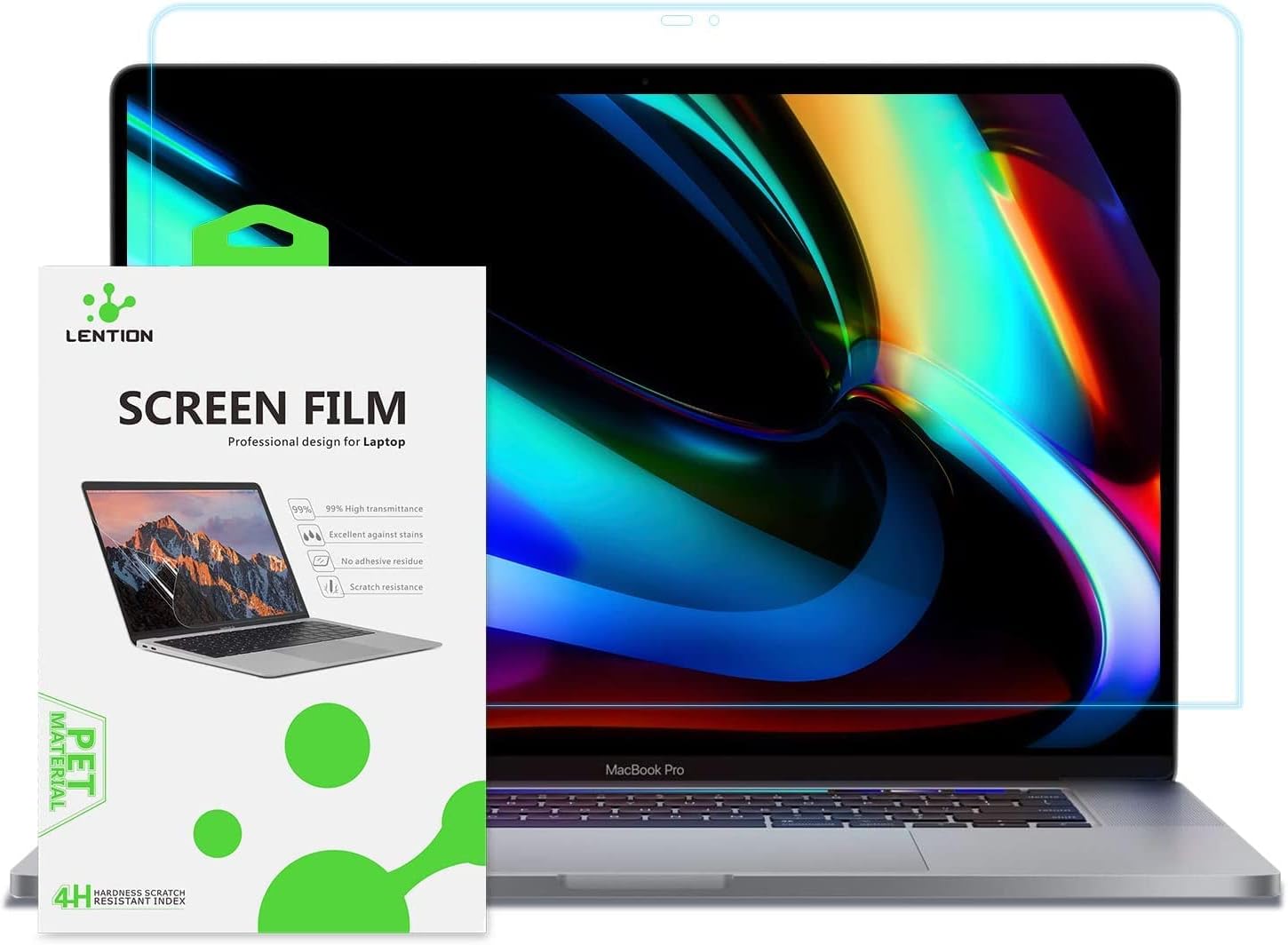 LENTION Screen Protector for 2019 MacBook Pro 16-inch, with Thunderbolt 3 Ports, Model A2141, with Touch Bar, HD Clear Protective Film with