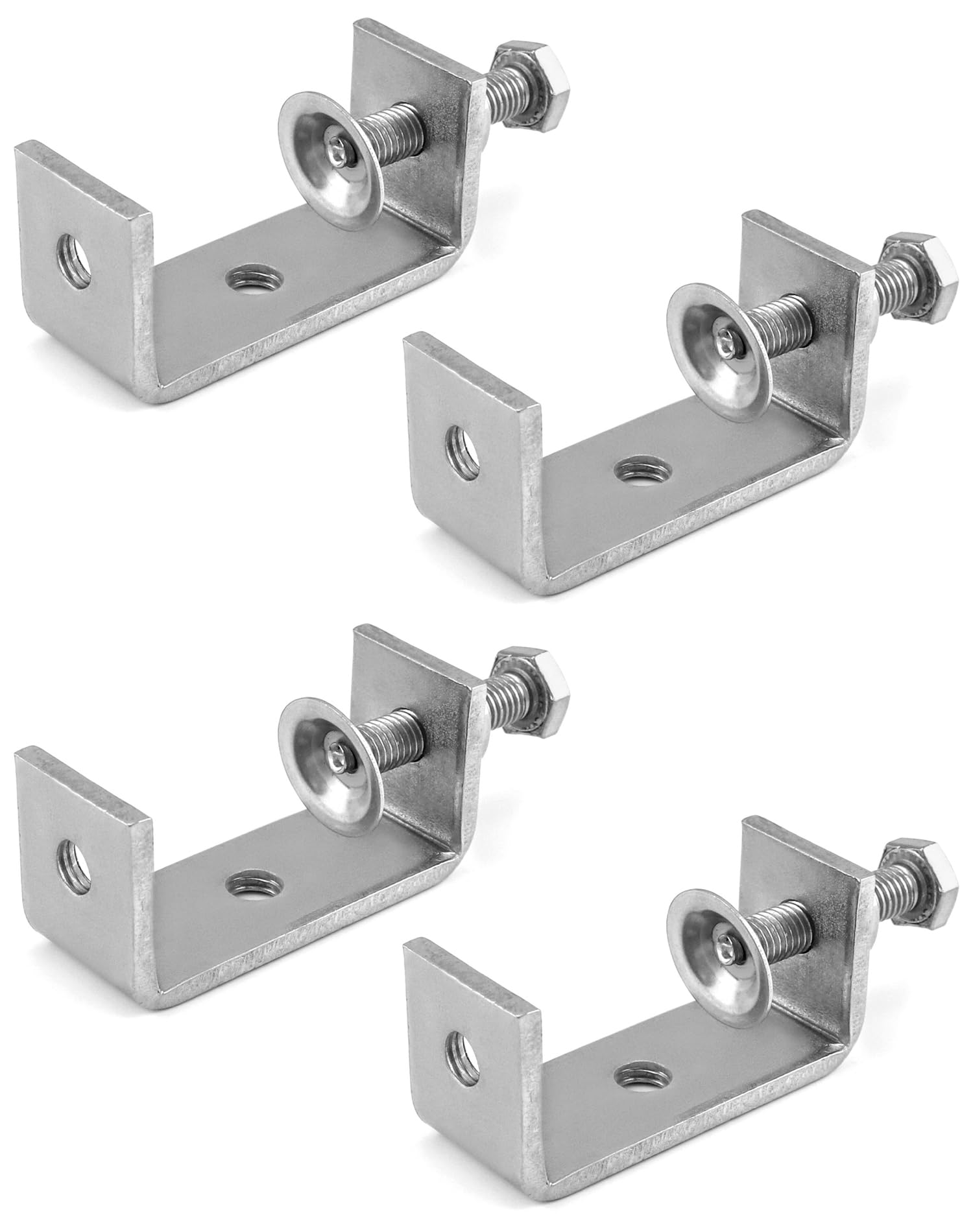 QWORK 4 Pack 304 zaciski C ze stali nierdzewnej, zacisk C o dużej wytrzymałości, do majsterkowania, obróbki drewna, stolarki spawalniczej, srebrny, styl 1