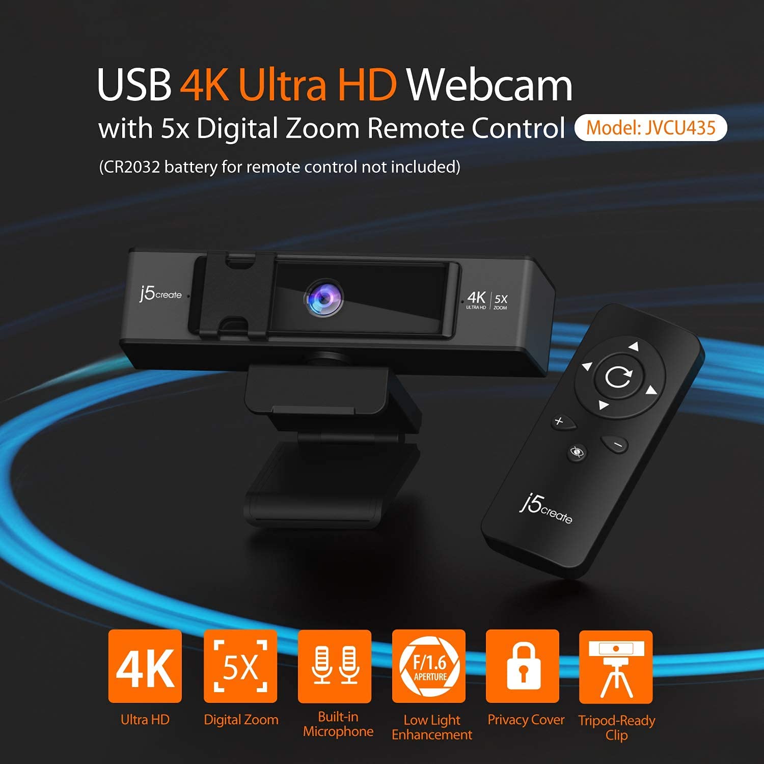 Amazon | j5 create JVCU435 4Kリモコン付きWebカメラ | j5create | AV