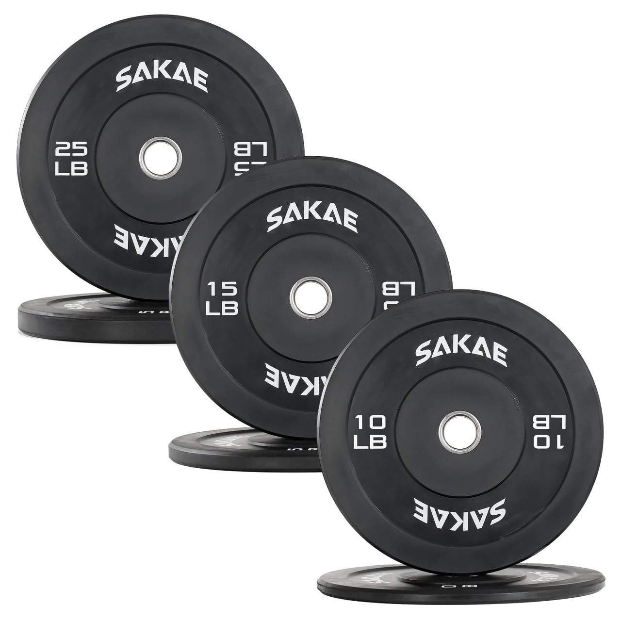 SAKAE Olympic Rubber Bumper Plates, 2-Inch Weight Plate Set with Steel Hub, Ideal for Weightlifting, CrossFit, Strength Training & Home Gym Workout, Available in Single, Pair & Sets, Multiple Sizes