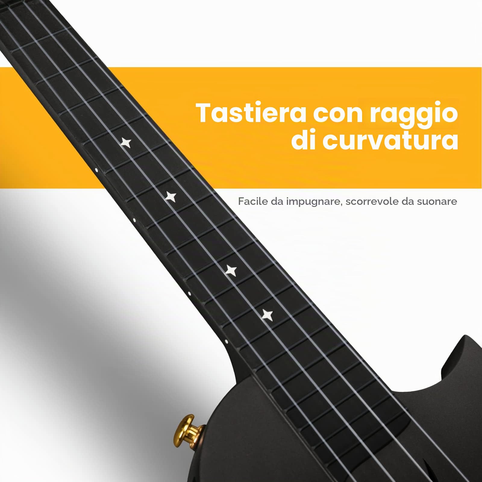 Ukulele Concerto Enya Nova U 23 pollici ukelele kit per principianti e Professionale con tutto il corpo in fibra di carbonio,borsa imbottita,tracolla,capotasto,corde di scorta(nero)