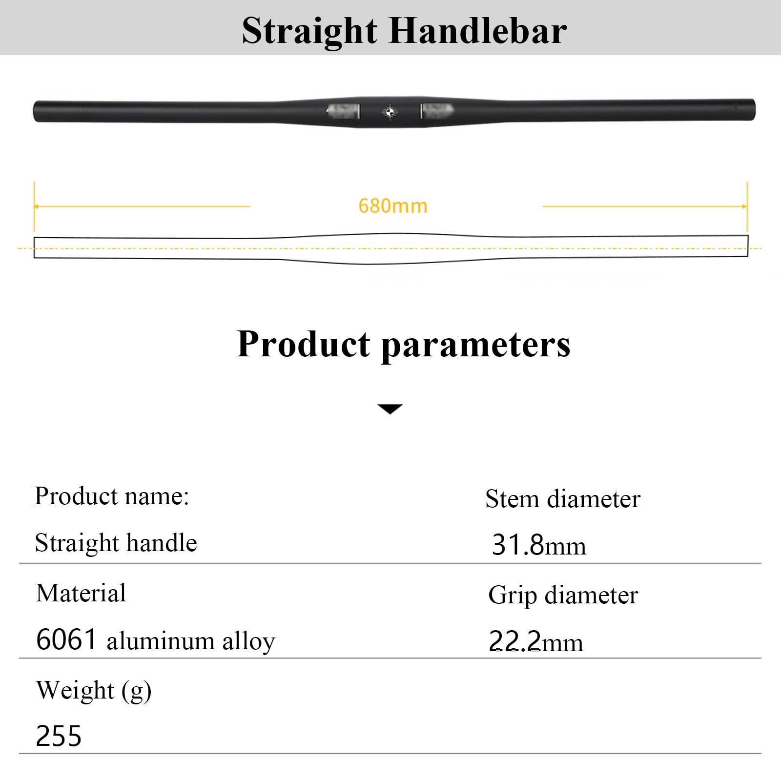 Fahrradlenker, Lenkererhöhung, Fahrradlenker aus Aluminiumlegierung, Flacher, extra Langer Fahrradlenker for Downhill-Radrennen for Rennräder, Mountainbikes, 31,8 mm x 680 mm