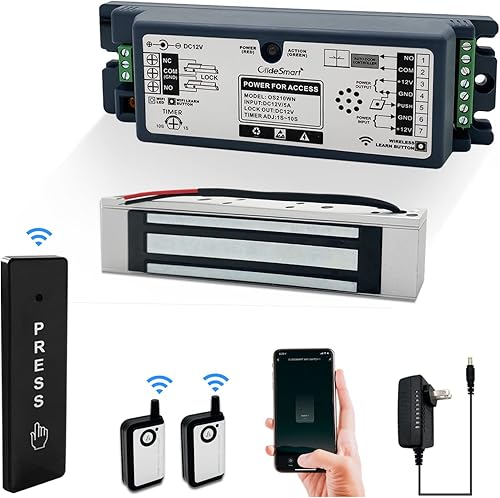 Control de acceso WiFi de 2.4 GHz, 400 libras, fuerza de retención electromagnética, kit de sistema de bloqueo de puerta magnético eléctrico con