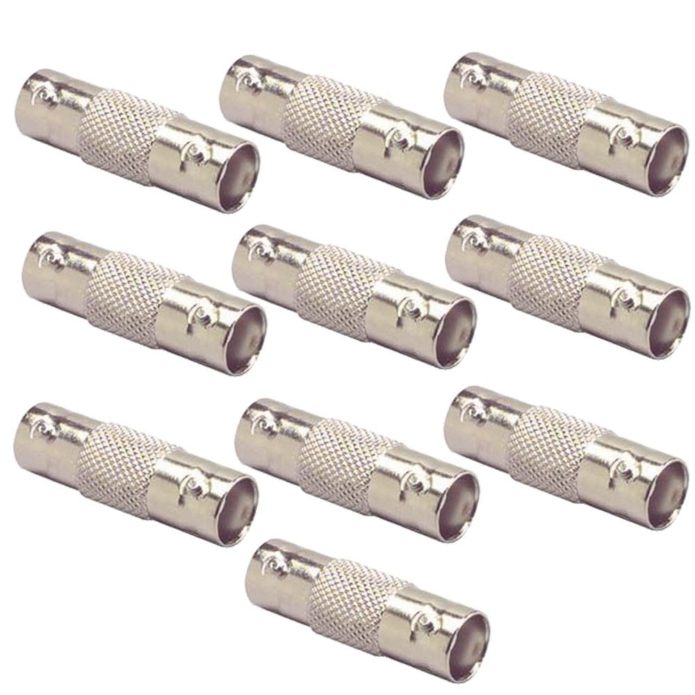 VideoSecu 10 Pcs Female to Female BNC Barrel Connectors CCTV Security Camera Coax Adapters M9O